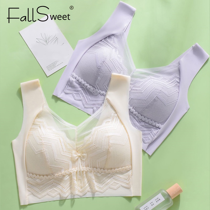 fallsweet-ชุดชั้นใน-บราดันทรง-สายคล้องคอ-พลัสไซซ์-ลูกไม้-ไร้สาย-ป้องกันการหย่อนคล้อย-เซ็กซี่-สําหรับผู้หญิง