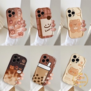 เคสโทรศัพท์มือถือ ขอบโค้ง ลายหมีชานม โดนัท หน้ายิ้ม 3D ไล่โทนสี สําหรับ Realme C30 C25Y C20 C11 2020 C30S C21Y C25 C55 C20A C15 C25s C11 C12 C3 6i 5i 5s Narzo 30A 20