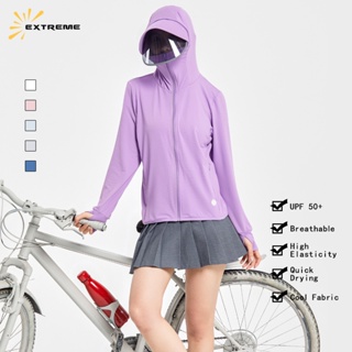 EXTREME - M-5XL  AIRISM เสื้อคลุมกันแดด เสื้อแจ็คเก็ตสตรีมีฮู้ดกันลมและกันแดด เสื้อกีฬาระบายอากาศ