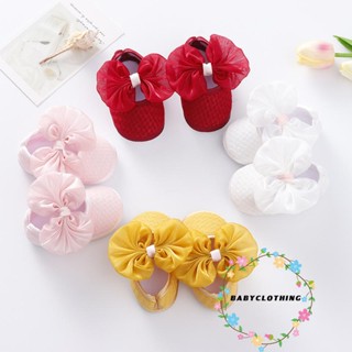 Babyclothes- รองเท้าเด็ก รองเท้าหัดเดิน สีพื้น ประดับโบว์ใหญ่ สําหรับเด็กผู้หญิง สีชมพู / ขาว / ไวน์แดง / เหลือง