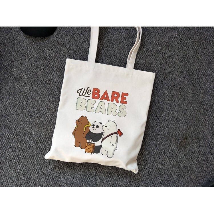 กระเป๋าสะพายไหล่-กระเป๋านักเรียน-ผ้าแคนวาส-ลายการ์ตูน-we-bare-bears-แฟชั่นฮาราจูกุ