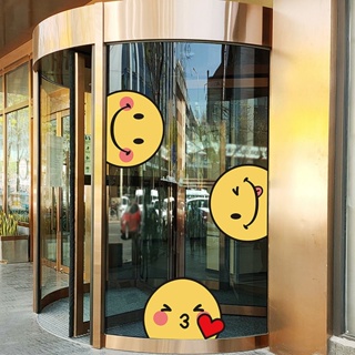 สติกเกอร์ ลายการ์ตูนอิโมจิหน้ายิ้มน่ารัก สําหรับติดตกแต่งกระจก หน้าต่าง ประตู ร้านค้า