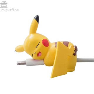 AUGUSTINA Mobile Phone Cables USB Cable Winder Universal Data Cable Cover Pikachu Cable Protector Pocket Pokemon Cute Bite Cosplay Accessory for Phone Earphone Cartoon USB Protective Case/Multicolor