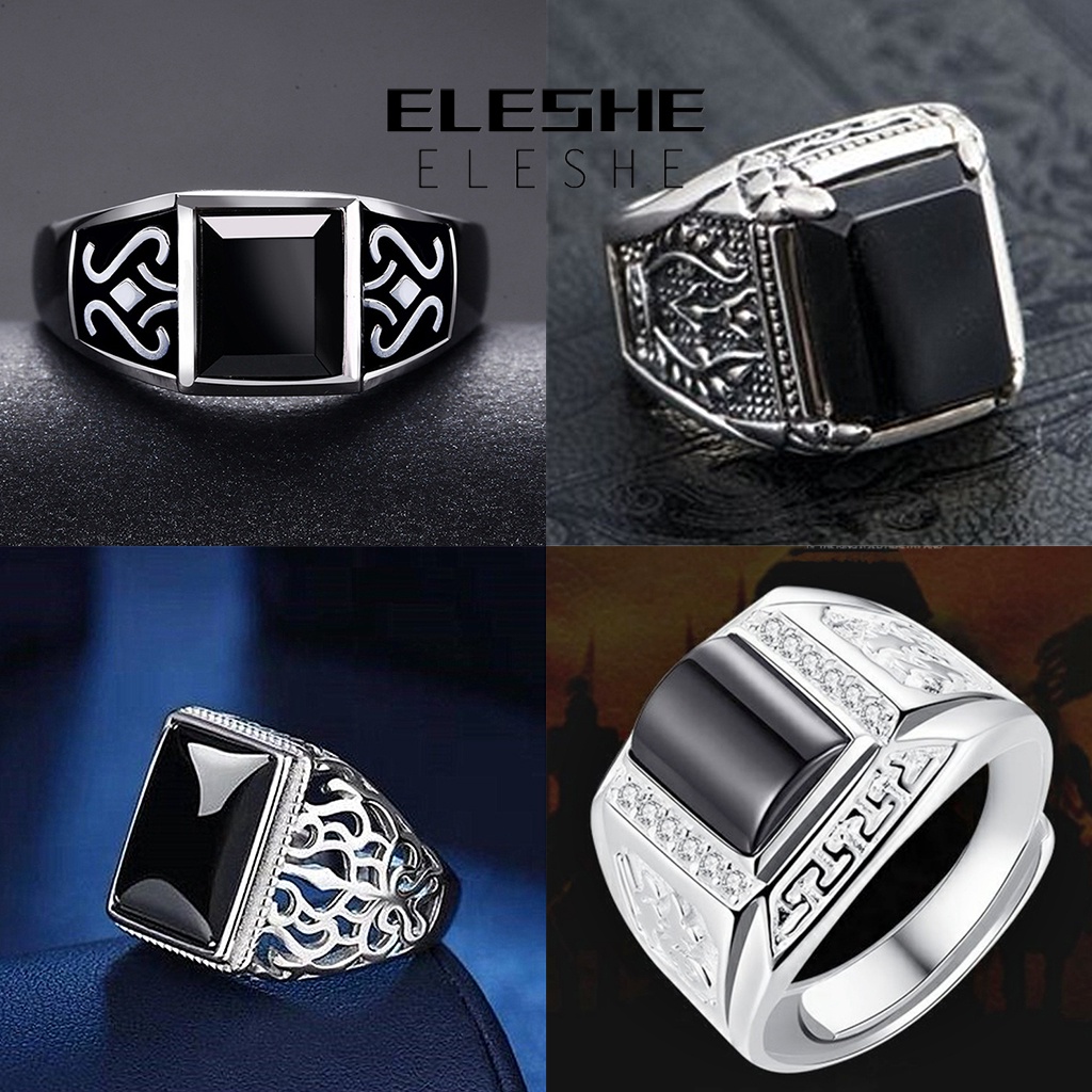 eleshe-jewelry-แหวนเงิน-925-ประดับเพชร-สีดํา-เรียบง่าย-สําหรับผู้ชาย-m090