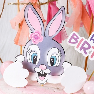 &amp; Hg &amp; Rabbit Bunny Footprint ท็อปเปอร์เค้กแครอท Happy Birthday อุปกรณ์ตกแต่งคัพเค้ก