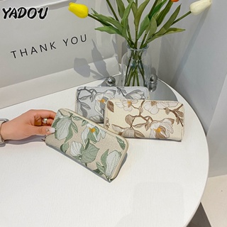 YADOU กระเป๋าสตางค์ผู้หญิง คลัตช์หลายชั้นของผู้หญิง แฟชั่น การพิมพ์ กระเป๋าสตางค์ใบยาวผู้หญิง