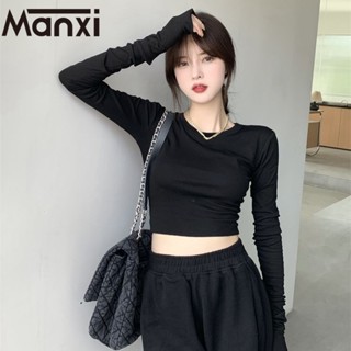 Manxi เสื้อสาวอวบ เสื้อแฟชั่นผู้หญิง สะดวกสบาย  มีความรู้สึกของการออกแบบ A29J081