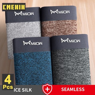 Cmenin MiiOW กางเกงบ็อกเซอร์ขาสั้น ผ้าไนล่อน แบบนิ่ม ต้านเชื้อแบคทีเรีย เซ็กซี่ สําหรับผู้ชาย 4 ชิ้น M1040