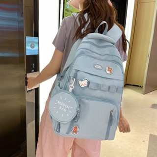 ใหม่ กระเป๋าเป้สะพายหลัง กระเป๋านักเรียน ใส่คอมพิวเตอร์ได้ แบบเรียบง่าย สไตล์เกาหลี สําหรับนักเรียนหญิง