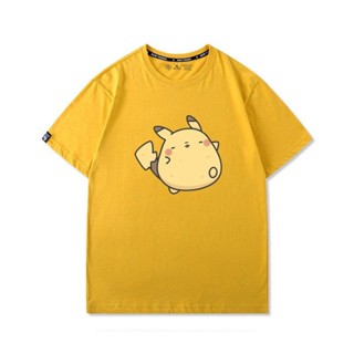 สตาร์โปรดักส์！ เสื้อยืด Pokemon Anime Pikachu น่ารักฤดูร้อนแขนสั้นเสื้อยืดผ้าฝ้ายสำหรับทุกวัย Unisex