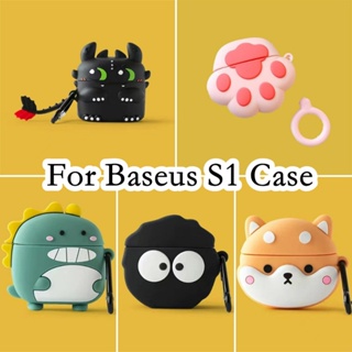 【พร้อมส่ง】เคสหูฟัง แบบนิ่ม ลายการ์ตูนมังกรดํา สําหรับ Baseus S1 Baseus S1