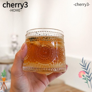 Cherry3 แก้วกาแฟลาเต้ แก้วน้ํา ลายนูน สไตล์วินเทจ นอร์ดิก สร้างสรรค์