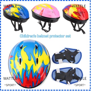 Wattle หมวกกันน็อคเด็ก ปลอดภัย กันตก ขี่จักรยาน ชุดอุปกรณ์ป้องกันเด็ก กลางแจ้ง ป้องกัน คุณภาพสูง กีฬา สนับเข่า และสนับศอก
