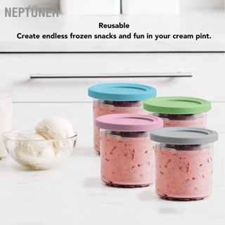 NEPTUNER Ice Cream Pints ​​คอนเทนเนอร์ 4 PCS 600ml ตู้แช่แข็งแบบใช้ซ้ำได้อ่างเก็บอาหารสำหรับ NC299AMZ NC300s Series Makers