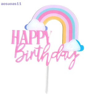 Aosuoas ป้ายท็อปเปอร์อะคริลิค ลาย Happy Birthday กันฝน สร้างสรรค์ สําหรับตกแต่งเค้กวันเกิดเด็ก ปาร์ตี้ TH.