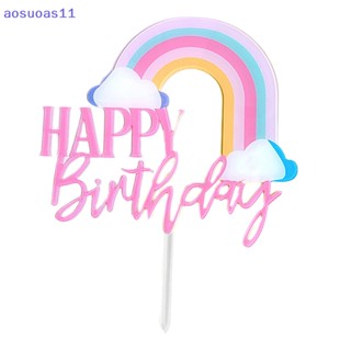 Aosuoas ป้ายท็อปเปอร์อะคริลิค ลาย Happy Birthday กันฝน สร้างสรรค์ สําหรับตกแต่งเค้กวันเกิดเด็ก ปาร์ตี้ TH.