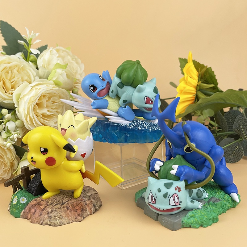 โมเดลฟิกเกอร์-pokemon-pikachu-togepi-squirtle-bulbasaur-ของเล่นสําหรับเด็ก-จํานวน-3-ชิ้น