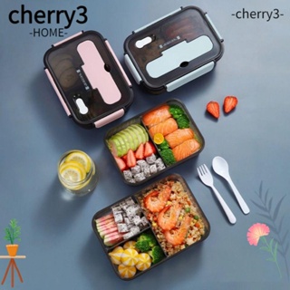 Cherry3 กล่องอาหารกลางวัน แบบใส กันรั่วซึม พร้อมฝาปิด แบบพกพา สไตล์ญี่ปุ่น สําหรับอุ่นอาหาร ไมโครเวฟ พนักงานออฟฟิศ