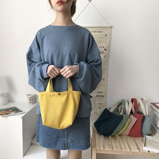 กระเป๋าถือ กระเป๋าเครื่องสําอาง ผ้าลูกฟูก ขนาดเล็ก สีสันสดใส สไตล์เกาหลี และญี่ปุ่น