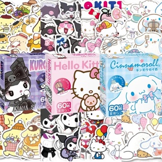 SANRIO สติกเกอร์ ลายการ์ตูน Hello Kitty Kuromi Pochacco น่ารัก กันน้ํา สําหรับตกแต่งของเล่นเด็ก 60 ชิ้น