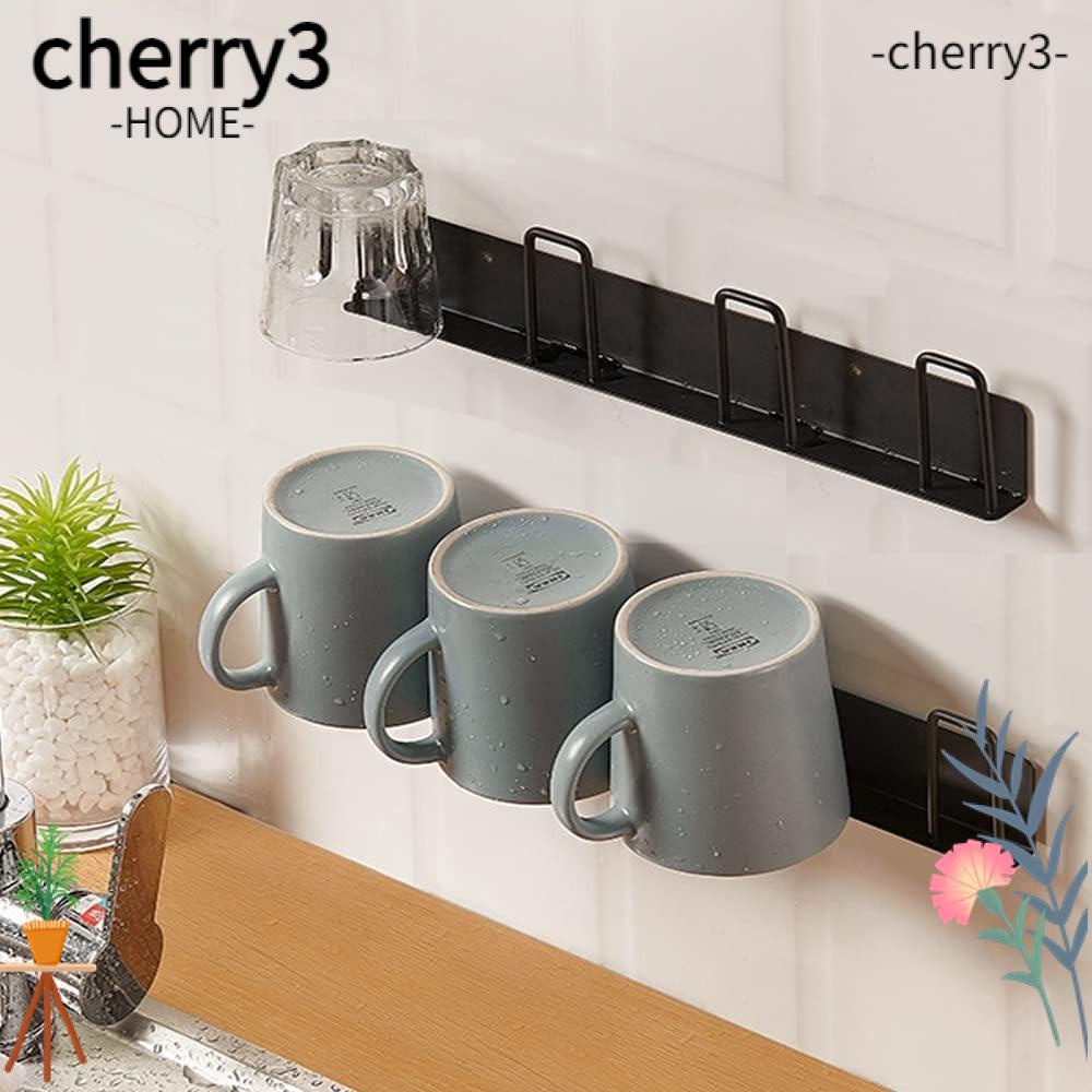 cherry3-ตะขอแขวนแก้ว-โลหะ-สีดํา-คุณภาพสูง-ไม่ต้องเจาะ-4-ช่อง-ทนทาน-สําหรับห้องครัว-ห้องนั่งเล่น-ออฟฟิศ