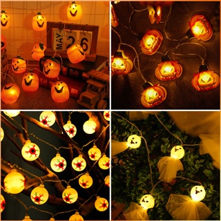 1/3/6m 10/20/40led Light Halloween Pumpkin Skull Creative Light String DIY โคมไฟฟักทองริบหรี่แสงตกแต่ง -FE