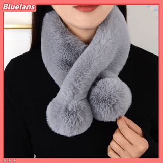 【 Bluelans 】ผ้าพันคอ ขนกระต่ายเทียม หนา นุ่ม ทนความเย็น สีพื้น ฤดูใบไม้ร่วง ฤดูหนาว สําหรับผู้หญิง