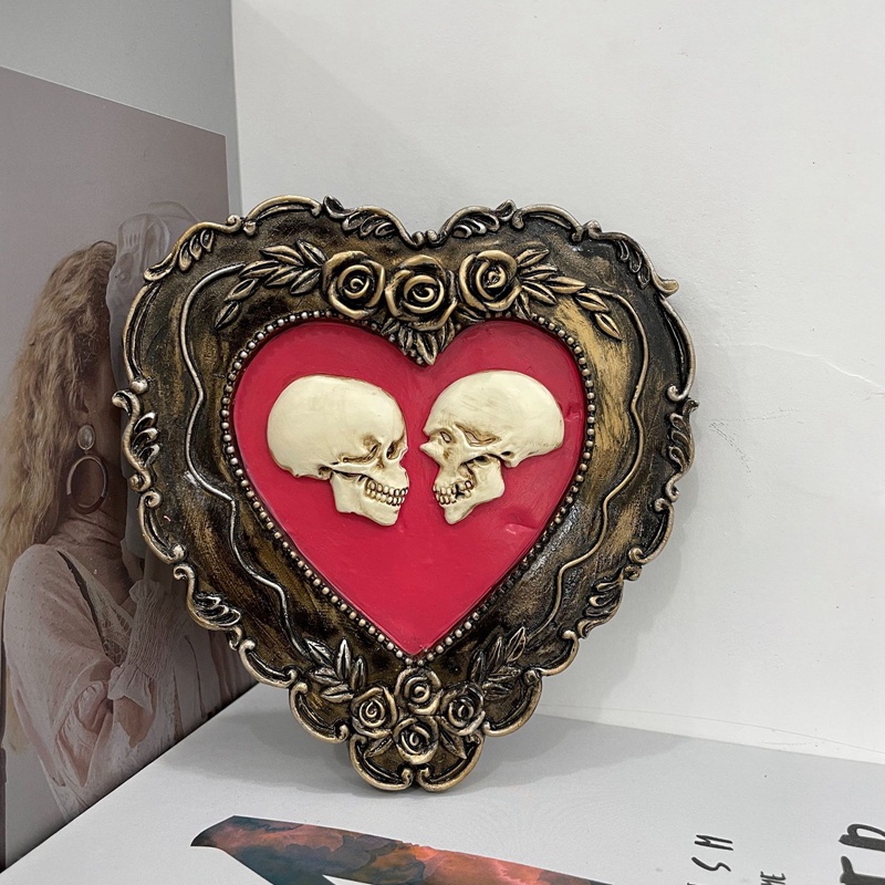 ฟิกเกอร์เรซิ่น-รูปหัวกะโหลก-หัวใจ-โรแมนติก-สําหรับตกแต่งปาร์ตี้ฮาโลวีน