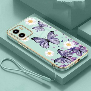 Xiaomi Redmi A1 A2 A1+ A2+ Plus Redmi 7A 7 6A 6 Pro 5 Plus ผีเสื้อ ดอกไม้ ยาง เคสโทรศัพท์ เคลือบเงา เคสกันกระแทก พร้อมสายคล้อง