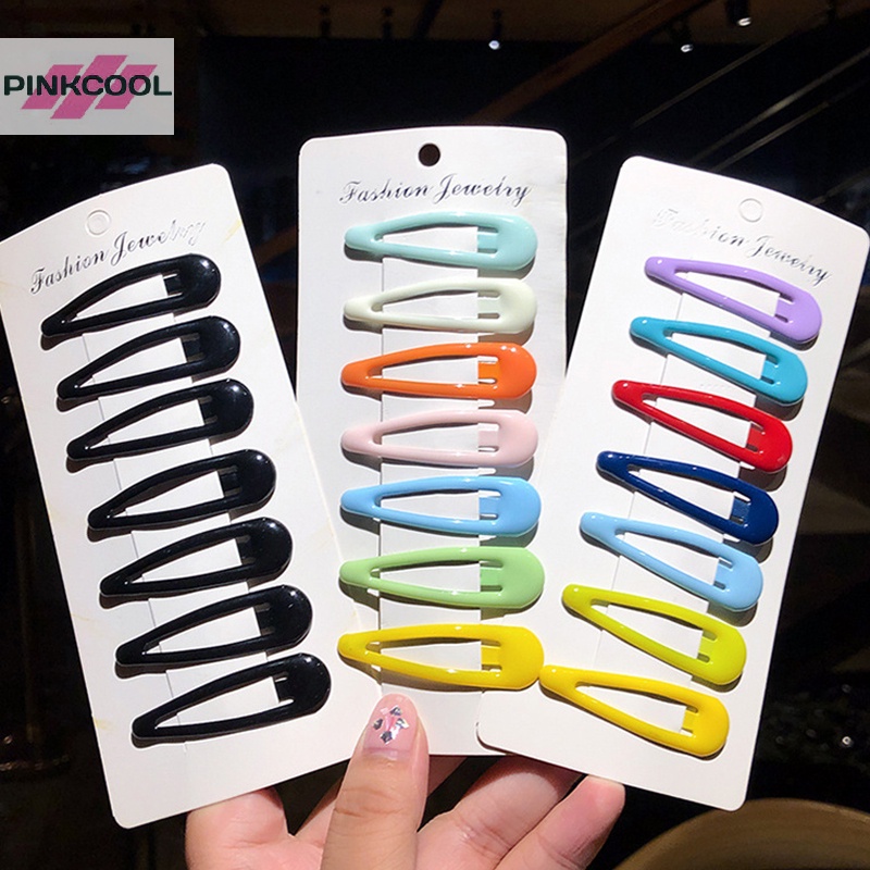 pinkcool-กิ๊บติดผม-โลหะผสม-สีพื้น-หลากสี-เครื่องประดับแฟชั่น-สําหรับผู้หญิง