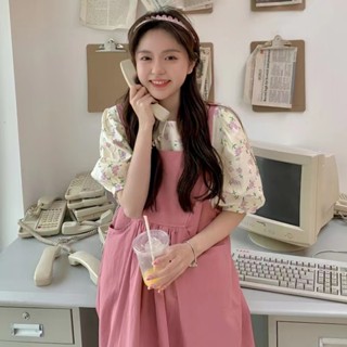 ชุดเดรสสายเดี่ยว ลายดอกทานตะวันน่ารัก ขนาดเล็ก สีชมพู สไตล์ญี่ปุ่น แฟชั่นฤดูร้อน สําหรับเด็กผู้หญิง