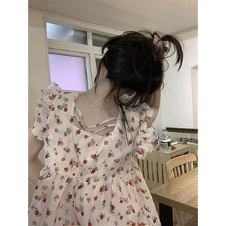เสื้อเชิ้ตแขนบิน ลายดอกไม้ ขนาดเล็ก สไตล์ฝรั่งเศส เหมาะกับฤดูร้อน สําหรับผู้หญิง SSCX