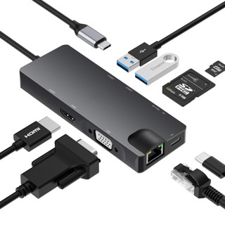 อะแดปเตอร์แปลง USB Type C เป็น HDMI 4K VGA RJ45 SD TF USB-C TypeC USB 3.0 สําหรับ MacBook