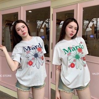 【พร้อมส่ง】 Mardi Mercredi Crop Top” เสื้อยืดสุดฮิต พิมพ์ลายดอกไม้ แบรนด์ตามเกาหลี กำลังฮิตสุดๆลายน่ารักมากๆ S-5XL