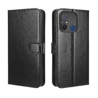 Redmi 12C เคส เคสฝาพับ PU Leather Wallet Case Stand Holder Flip Redmi 12C เคส