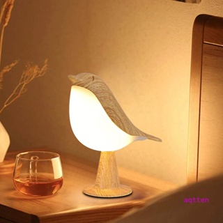 Aqtten โคมไฟตั้งโต๊ะ LED รูปนกแม็กพาย สามสี ชาร์จได้ ควบคุมสัมผัส สร้างสรรค์ สําหรับห้องนอน ข้างเตียง