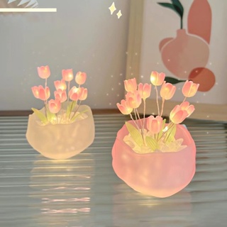 โคมไฟตั้งโต๊ะ รูปดอกทิวลิปน่ารัก แบบสร้างสรรค์ เหมาะกับของขวัญวันแม่ สําหรับตกแต่งบ้าน