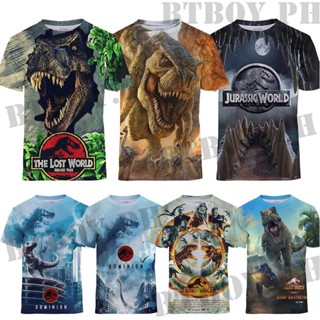 เสื้อยืดลําลอง พิมพ์ลายไดโนเสาร์ Jurassic Park World สําหรับเด็กผู้ชาย อายุ 3-13 ปี