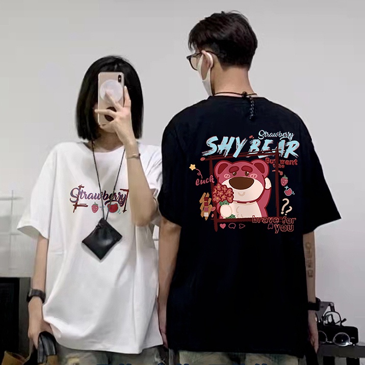 เสื้อยืดแขนสั้น-ทรงหลวม-พิมพ์ลายการ์ตูนน่ารัก-สไตล์เกาหลี-เรโทร-เหมาะกับฤดูร้อน-สําหรับผู้ชาย-และผู้หญิง