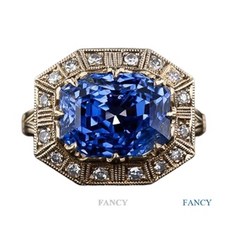 Fancy แหวนเพชรไพลินธรรมชาติ ทอง 18K สีฟ้า หรูหรา เครื่องประดับแฟชั่น สําหรับผู้หญิง