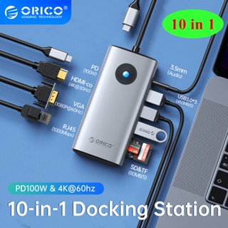 Orico อะแดปเตอร์ฮับ Type C เป็น 4K60Hz HDMI USB 3.0 RJ45 PD100W สําหรับ Macbook Pro แล็ปท็อป