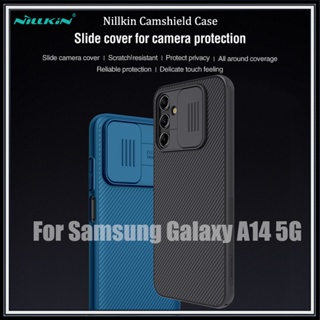 Nillkin เคสโทรศัพท์มือถือ PC แข็ง ป้องกันเลนส์กล้อง แบบสไลด์ สีดํา สีฟ้า หรูหรา สําหรับ Samsung Galaxy A14 5G