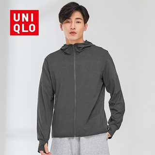 Uniqlo เสื้อแจ็กเก็ต ป้องกันแสงแดด UPF50 SPF50 สีฟ้าเข้ม สําหรับผู้ชาย