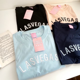 S231 เสื้อยืด oversize ผ้าคอตตอน สไตล์มินิมอล ปัก Lasvegas