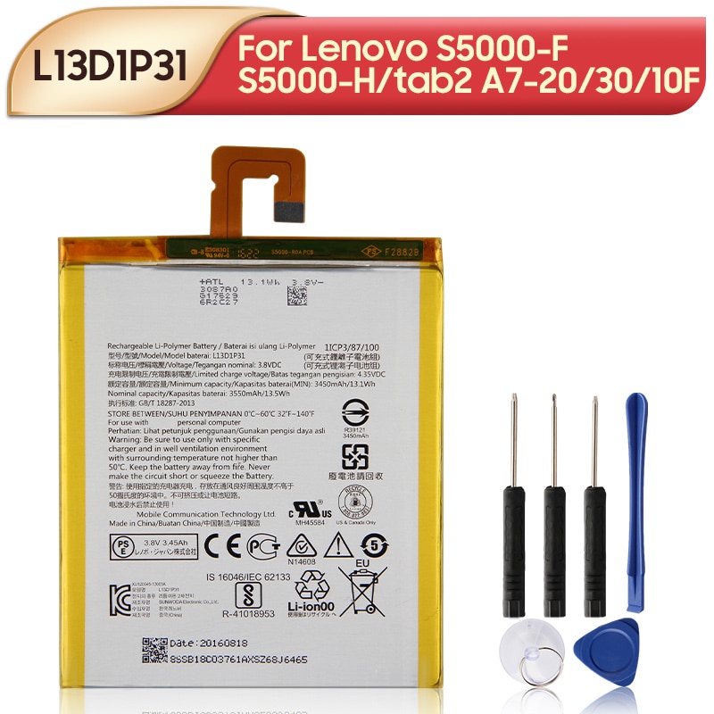 แบตเตอรี่ทดแทนl13d1p31สำหรับlenovo-s5000-f-s5000-h-tab2-a7-20-30-10fแท็บเล็ตแบตเตอรี่3450mah