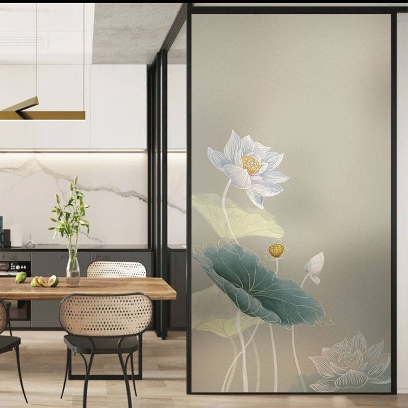 สติกเกอร์ฟิล์มกระจก-รูปดอกบัวจีน-เรืองแสง-ป้องกันแสงสะท้อน-สําหรับติดตกแต่งกระจก-หน้าต่าง-ห้องน้ํา-ห้องนอน