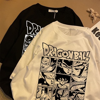 【สปอตสินค้า】 Dragon Ball เสื้อยืดอนิเมะ พิมพ์ลายการ์ตูนดราก้อนบอล สไตล์ญี่ปุ่น ฮาราจูกุ สีดํา สําหรับผู้ชาย ผู้หญิง