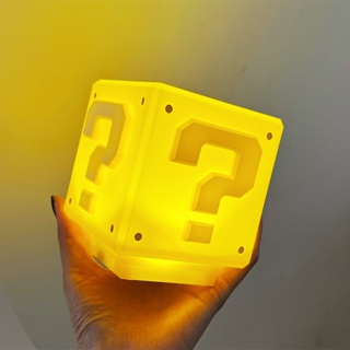 โคมไฟตั้งโต๊ะ LED รูป Super Mario Question Block สําหรับตกแต่งบ้าน