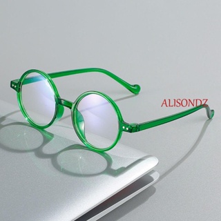 Alisondz แว่นตาสายตายาว ทรงกลม สะดวก แบบพกพา แว่นตาแฟชั่น ป้องกันรังสี สําหรับผู้หญิง ป้องกันแสงสีฟ้า เรซิน ข้าวหญิง ป้องกันรังสี แว่นตาอ่านหนังสือแก้ว