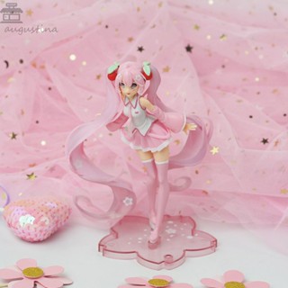 Augustina โมเดลฟิกเกอร์ Pvc Miku Hatsune 14 ซม. ลายการ์ตูนซากุระสีชมพูสําหรับเด็ก